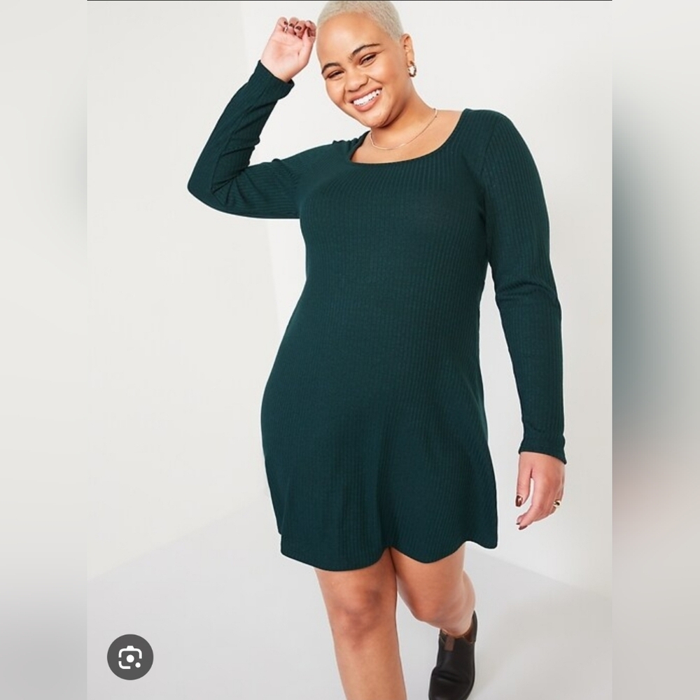 Old Navy Size XXL Fit And Flare Long Sleeve Ribbed Stretchy A-Line Mini Dress